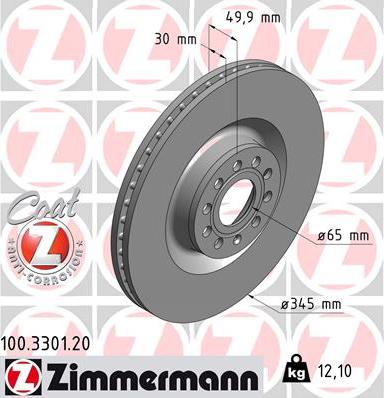 Zimmermann 100.3301.20 - Bremžu diski autospares.lv