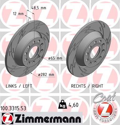 Zimmermann 100.3315.53 - Bremžu diski www.autospares.lv