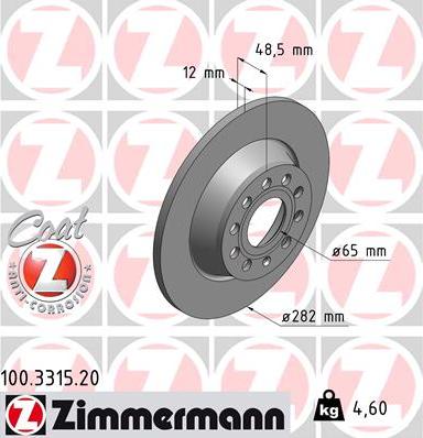 Zimmermann 100.3315.20 - Bremžu diski www.autospares.lv