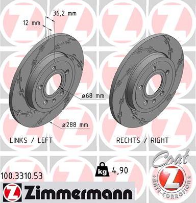 Zimmermann 100.3310.53 - Bremžu diski www.autospares.lv