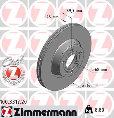 Zimmermann 100.3317.20 - Bremžu diski www.autospares.lv