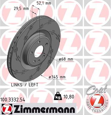 Zimmermann 100.3332.54 - Тормозной диск www.autospares.lv