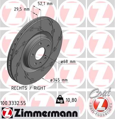 Zimmermann 100.3332.55 - Тормозной диск www.autospares.lv