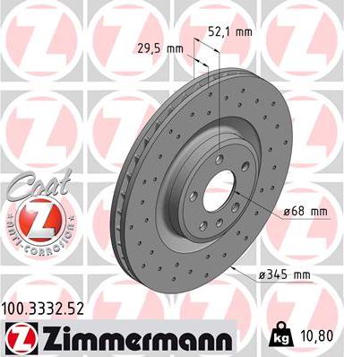 Zimmermann 100.3332.52 - Тормозной диск www.autospares.lv