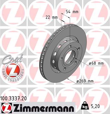 Zimmermann 100.3337.20 - Bremžu diski www.autospares.lv