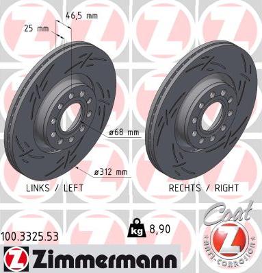 Zimmermann 100.3325.53 - Bremžu diski www.autospares.lv