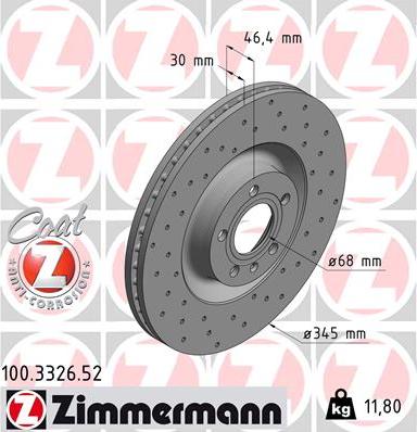 Zimmermann 100.3326.52 - Bremžu diski www.autospares.lv