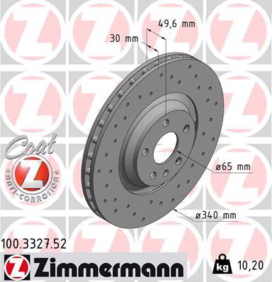 Zimmermann 100.3327.52 - Bremžu diski www.autospares.lv