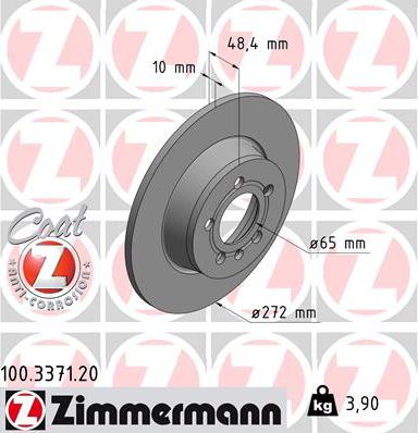 Zimmermann 100.3371.20 - Тормозной диск www.autospares.lv