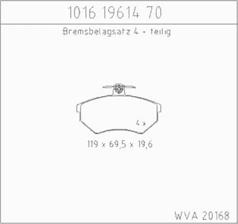 Zimmermann 10161961470 - Тормозные колодки, дисковые, комплект www.autospares.lv