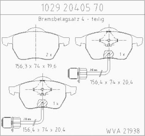 Zimmermann 10292040570 - Тормозные колодки, дисковые, комплект www.autospares.lv