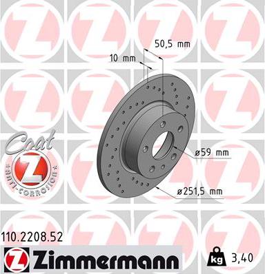 Zimmermann 110.2208.52 - Bremžu diski www.autospares.lv