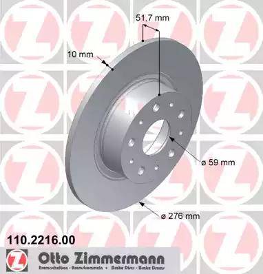 Zimmermann 110.2216.00 - Bremžu diski www.autospares.lv