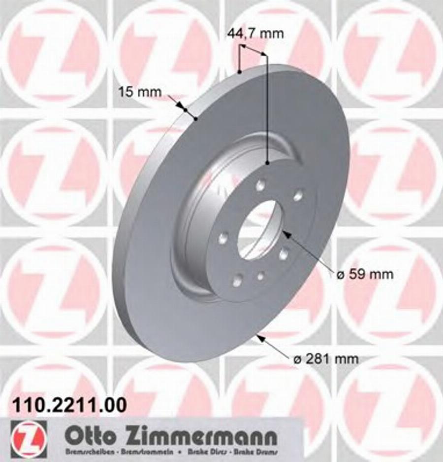 Zimmermann 110.2211.00 - Bremžu diski www.autospares.lv