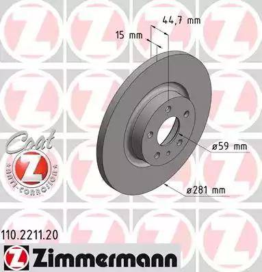 Zimmermann 110.2211.20 - Bremžu diski www.autospares.lv