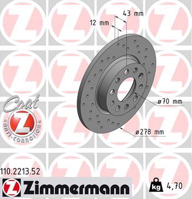 Zimmermann 110.2213.52 - Bremžu diski www.autospares.lv