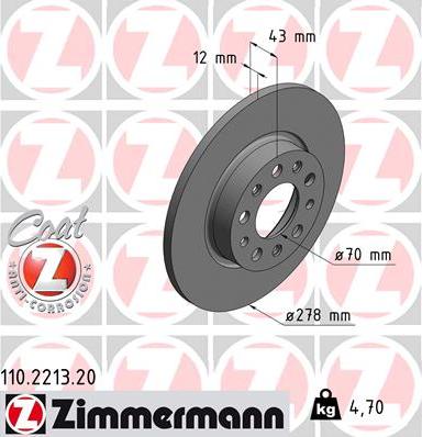 Zimmermann 110.2213.20 - Bremžu diski www.autospares.lv