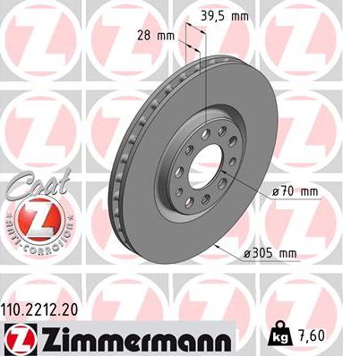 Zimmermann 110.2212.20 - Bremžu diski www.autospares.lv
