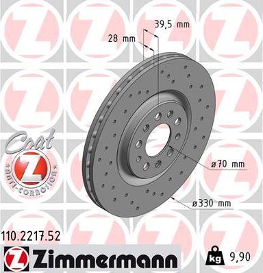 Zimmermann 110.2217.52 - Brake Disc www.autospares.lv