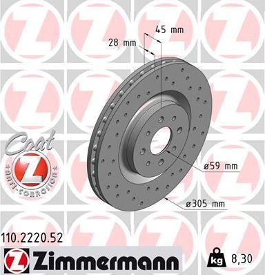 Zimmermann 110.2220.52 - Bremžu diski www.autospares.lv