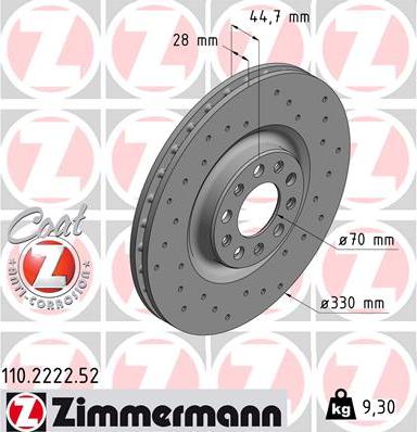 Zimmermann 110.2222.52 - Bremžu diski autospares.lv