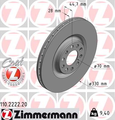 Zimmermann 110.2222.20 - Bremžu diski autospares.lv