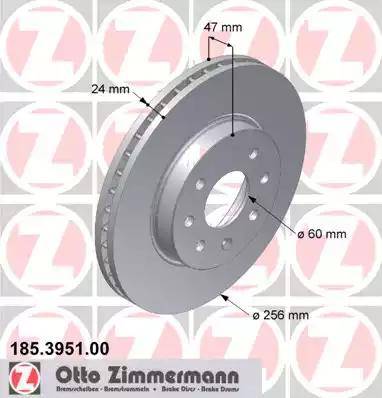 Zimmermann 185.3951.00 - Тормозной диск www.autospares.lv