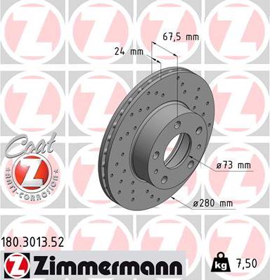 Zimmermann 180.3013.52 - Тормозной диск www.autospares.lv