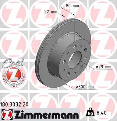 Zimmermann 180.3032.20 - Bremžu diski autospares.lv