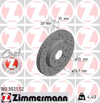 Zimmermann 180.3021.52 - Тормозной диск www.autospares.lv