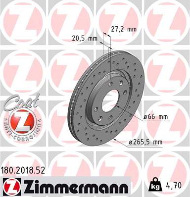 Zimmermann 180.2018.52 - Тормозной диск www.autospares.lv