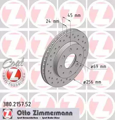 Zimmermann 380.2157.52 - Bremžu diski www.autospares.lv