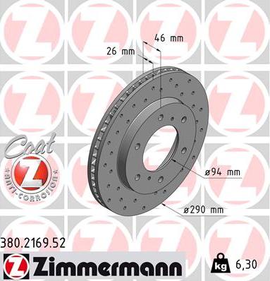 Zimmermann 380.2169.52 - Bremžu diski www.autospares.lv