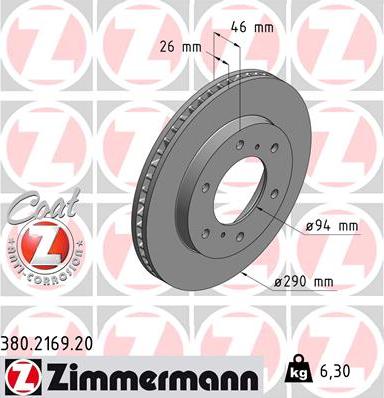 Zimmermann 380.2169.20 - Bremžu diski www.autospares.lv