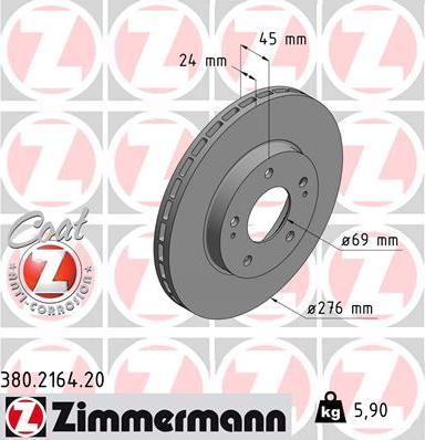 Zimmermann 380.2164.20 - Bremžu diski www.autospares.lv