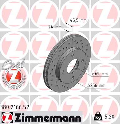 Zimmermann 380.2166.52 - Bremžu diski www.autospares.lv