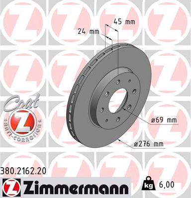 Zimmermann 380.2162.20 - Bremžu diski www.autospares.lv