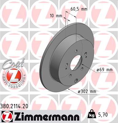 Zimmermann 380.2114.20 - Bremžu diski www.autospares.lv