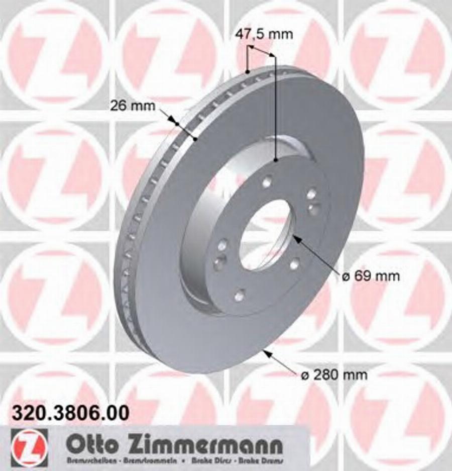 Zimmermann 320.3806.00 - Bremžu diski autospares.lv