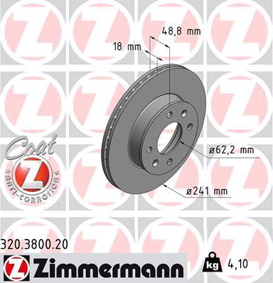 Zimmermann 320.3800.20 - Bremžu diski www.autospares.lv