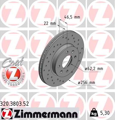 Zimmermann 320.3803.52 - Bremžu diski www.autospares.lv