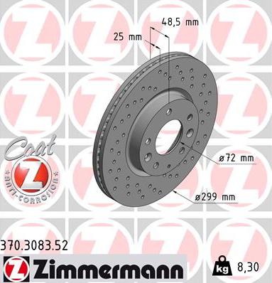 Zimmermann 370.3083.52 - Bremžu diski www.autospares.lv