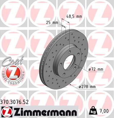 Zimmermann 370.3076.52 - Bremžu diski autospares.lv