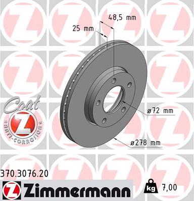 Zimmermann 370.3076.20 - Bremžu diski www.autospares.lv