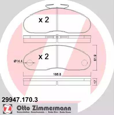 Zimmermann 29947.170.3 - Bremžu uzliku kompl., Disku bremzes autospares.lv