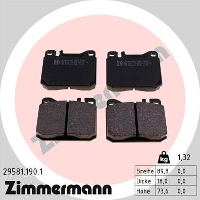 Zimmermann 29581.190.1 - Bremžu uzliku kompl., Disku bremzes www.autospares.lv