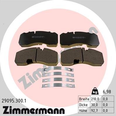 Zimmermann 29095.300.1 - Bremžu uzliku kompl., Disku bremzes www.autospares.lv