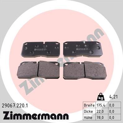 Zimmermann 29067.220.1 - Bremžu uzliku kompl., Disku bremzes www.autospares.lv