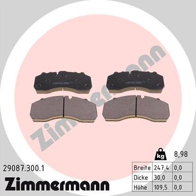 Zimmermann 29087.300.1 - Bremžu uzliku kompl., Disku bremzes www.autospares.lv