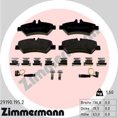 Zimmermann 29190.195.2 - Bremžu uzliku kompl., Disku bremzes www.autospares.lv